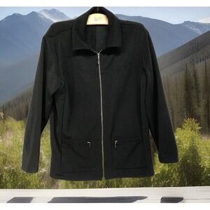 Chico's Black Moto Jacket Size 2 Black Zip-up Jacket Chico's Black Jacket